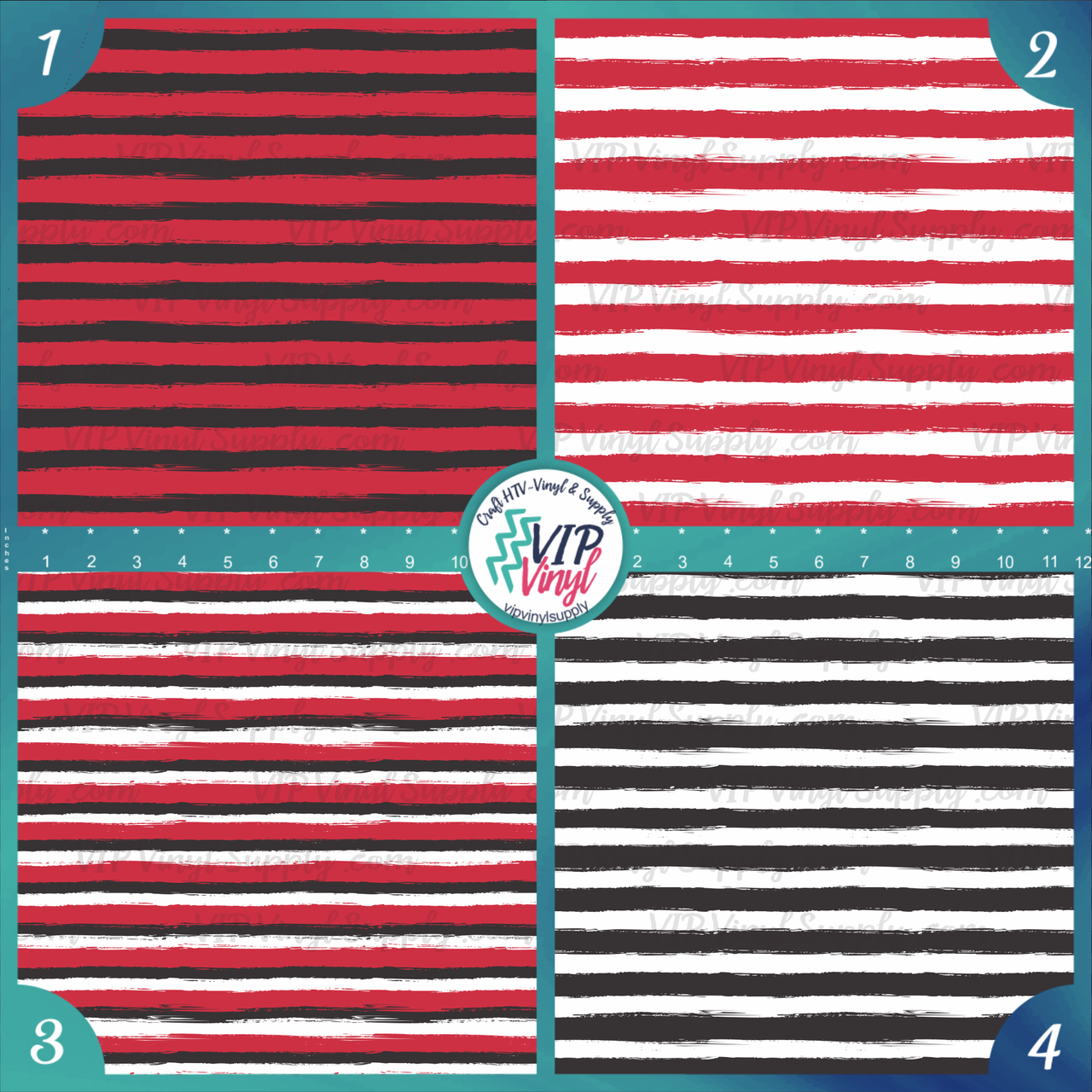 Paint Stripe Patterned Vinyl or HTV - Black, Red & White, Outdoor Adhesive  Vinyl or Heat Transfer Vinyl